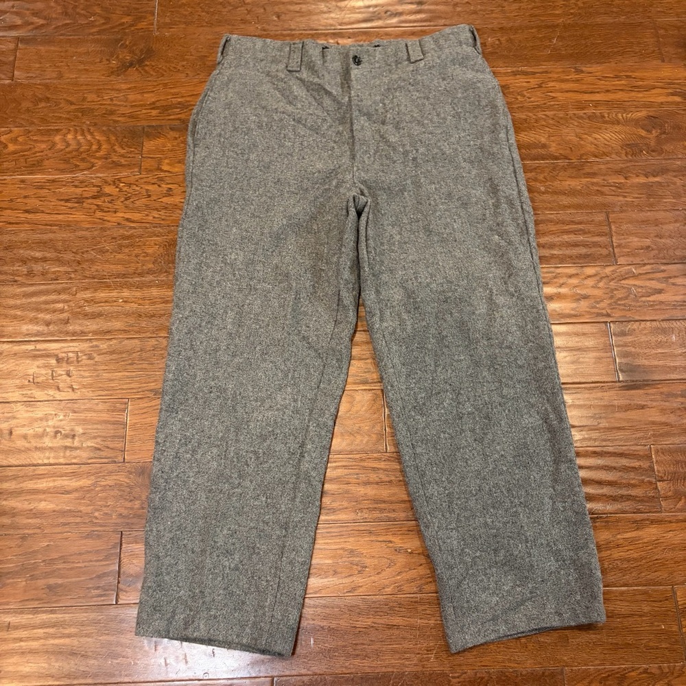 Vtg LL Bean Wool Pants Suspender Buttons Size 38 Hunting Field Guide Mountain